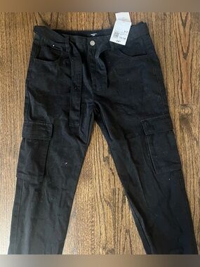 Forever 21 Kids Black Cargo Joggers with Utility Pockets